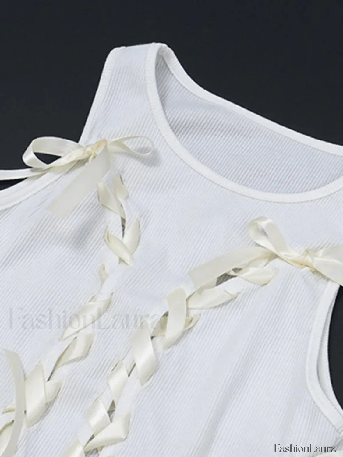 Lace Up Ribbed Cropped Tank Top
