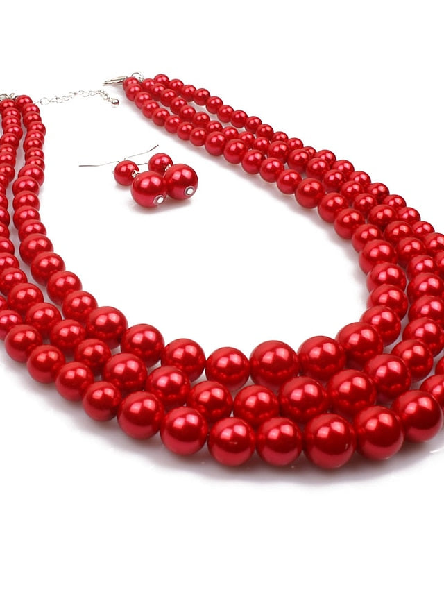 necklace Chic & Modern Party Pure Color Jewelry Sets / Imitation Pearl / White / Red / Purple / Fall for Women