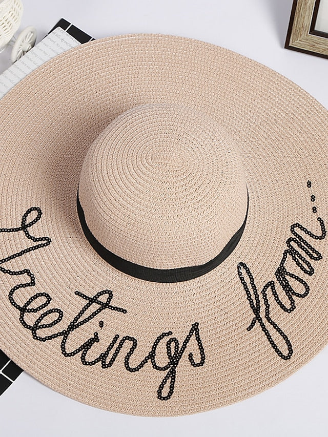 1 pcs Embroidered Straw Sun Hat Bridal Shower Gift Bachelorette Honeymoon Natural straw hats for Women