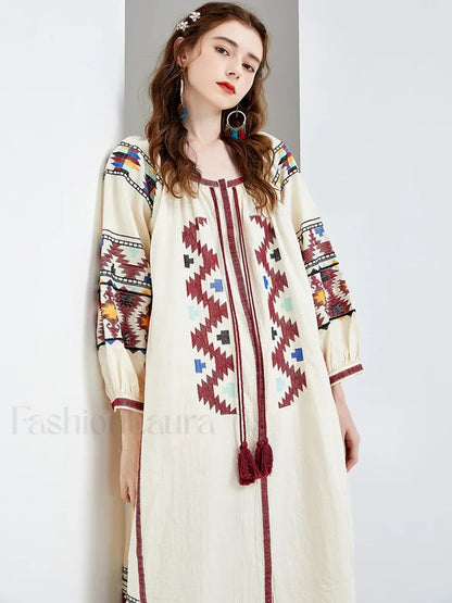 Lantern Sleeve Floral Boho Dress