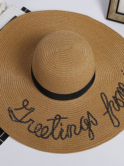 1 pcs Embroidered Straw Sun Hat Bridal Shower Gift Bachelorette Honeymoon Natural straw hats for Women