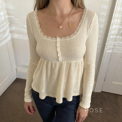 Aaleiya Lace Square Neck Top