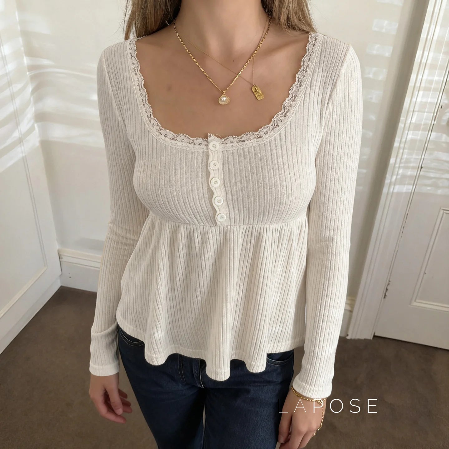 Aaleiya Lace Square Neck Top