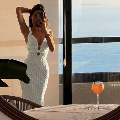 Abby Backless Lace-Up Maxi Dress