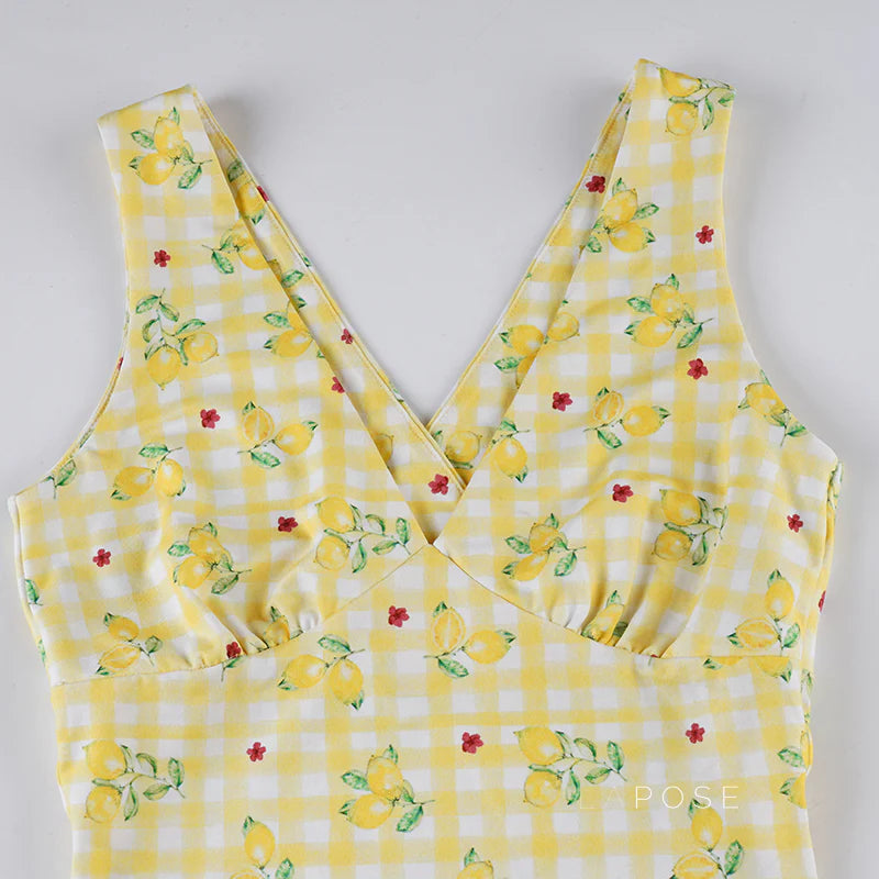 Ada Lemon Floral Maxi Dress