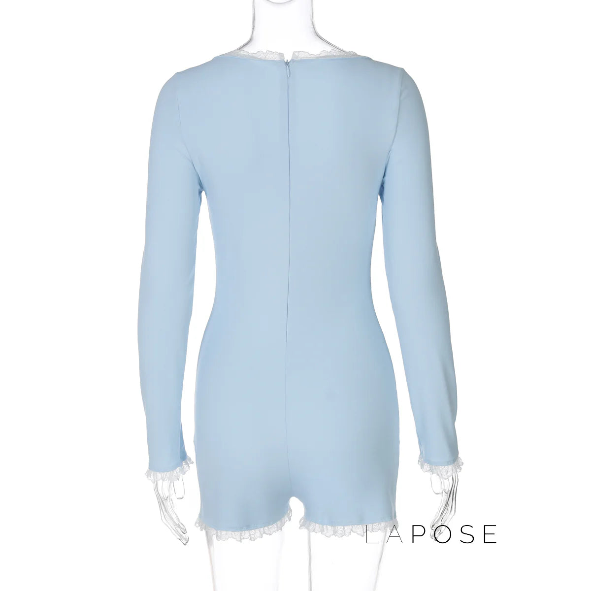 Adalida Sky Blue Lace Romper