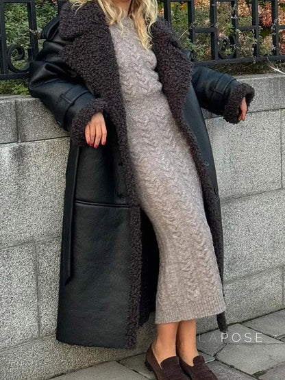 Aditri Faux Leather Tie Jacket