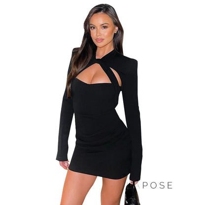 Afnan Twisted Long Sleeve Mini Dress