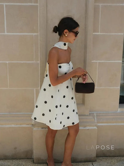 Ailen One Shoulder Polka Dot Dress