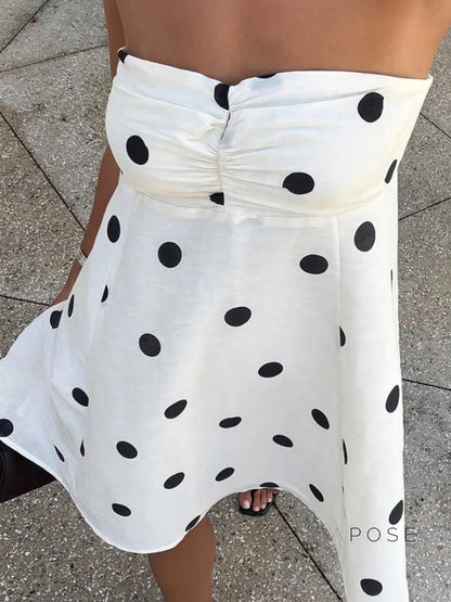 Ailen One Shoulder Polka Dot Dress