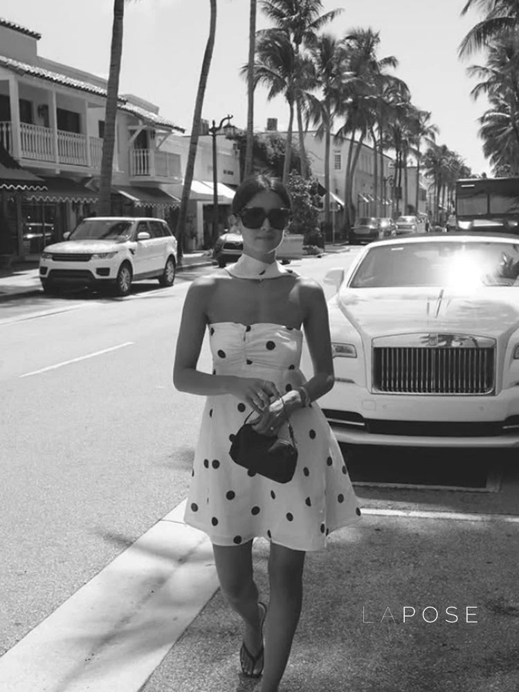 Ailen One Shoulder Polka Dot Dress