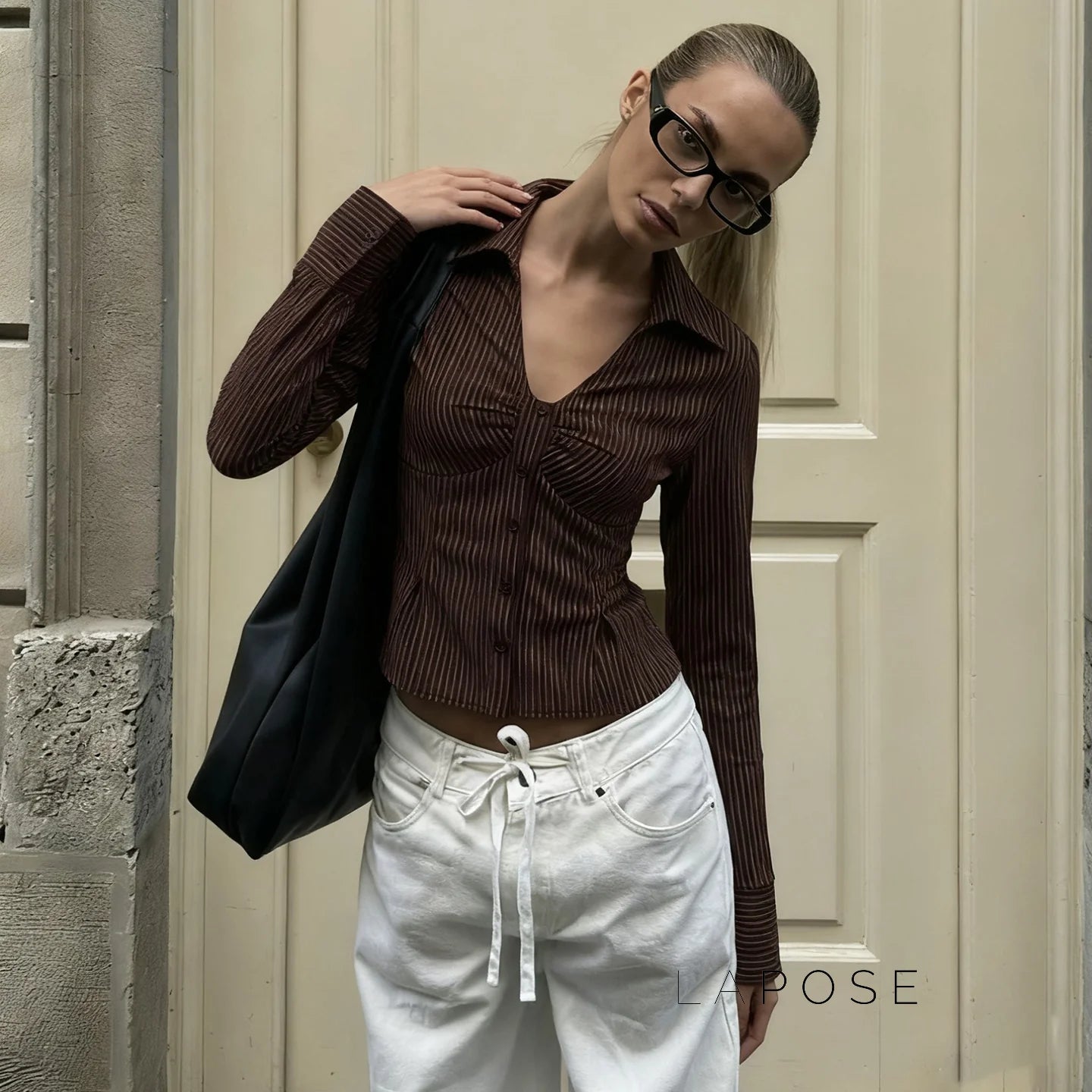 Ailen Striped V-Neck Shirt