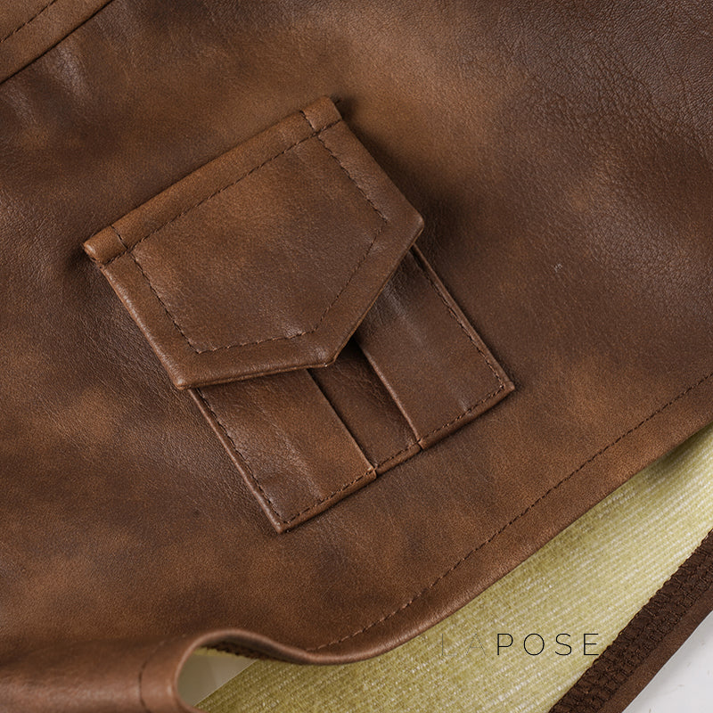 Ainslie Brown Faux Leather Biker Shorts