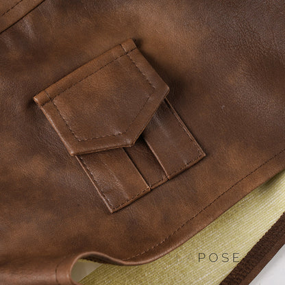 Ainslie Brown Faux Leather Biker Shorts