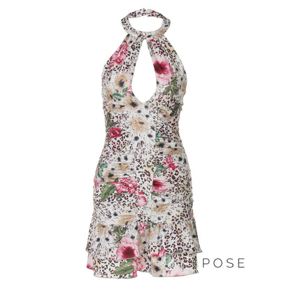 Aislyn Leopard Halter Mini Dress