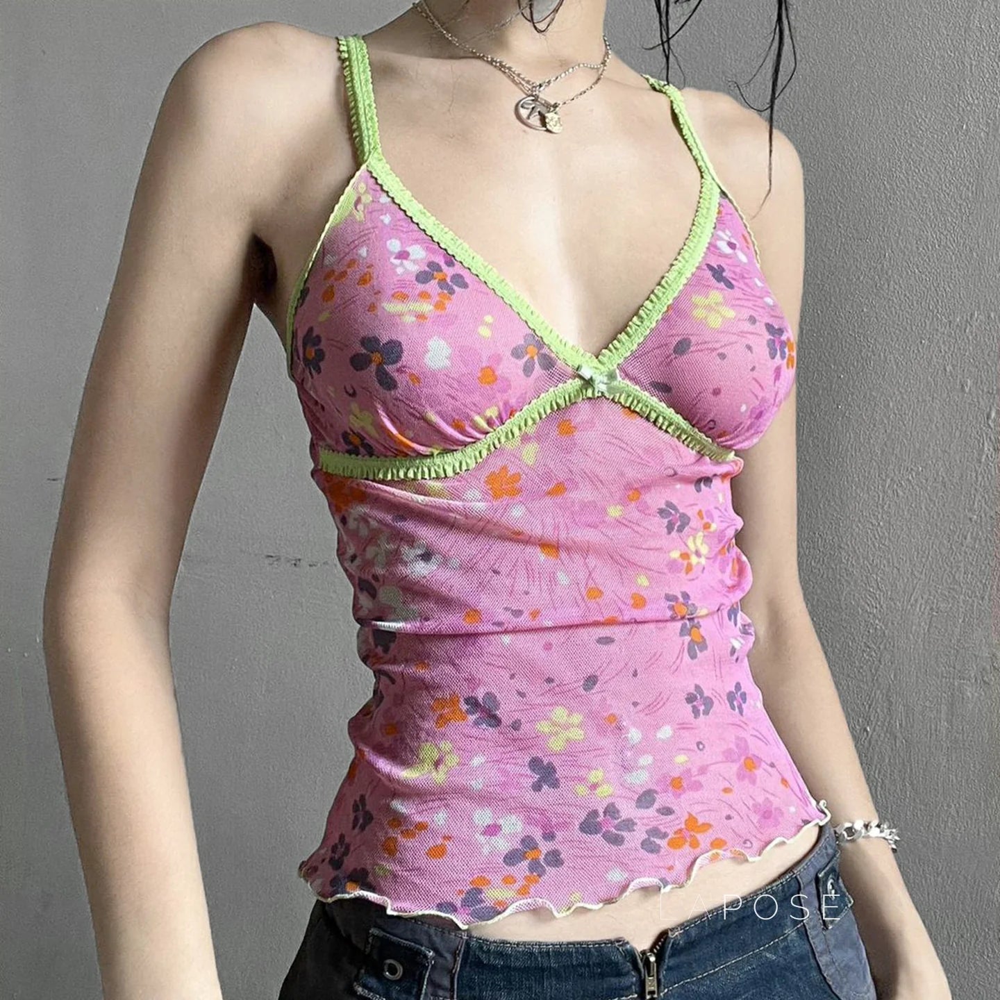 Akshara Floral Mesh Camisole