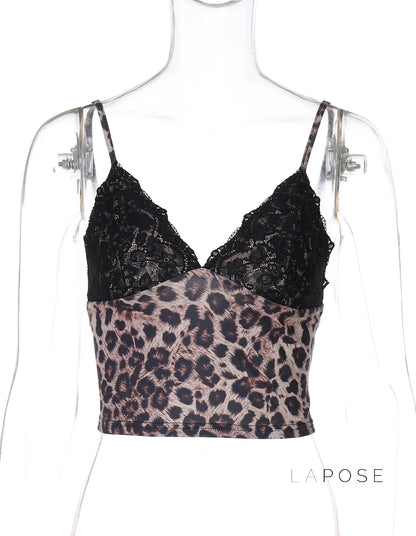 Alania Leopard Print V-Neck Crop Top