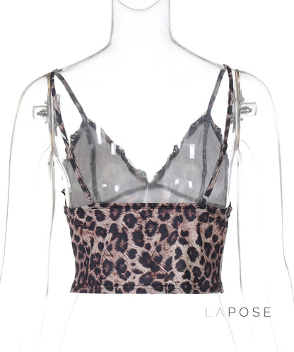 Alania Leopard Print V-Neck Crop Top