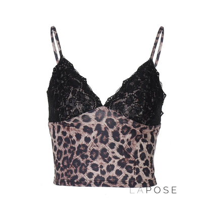 Alania Leopard Print V-Neck Crop Top