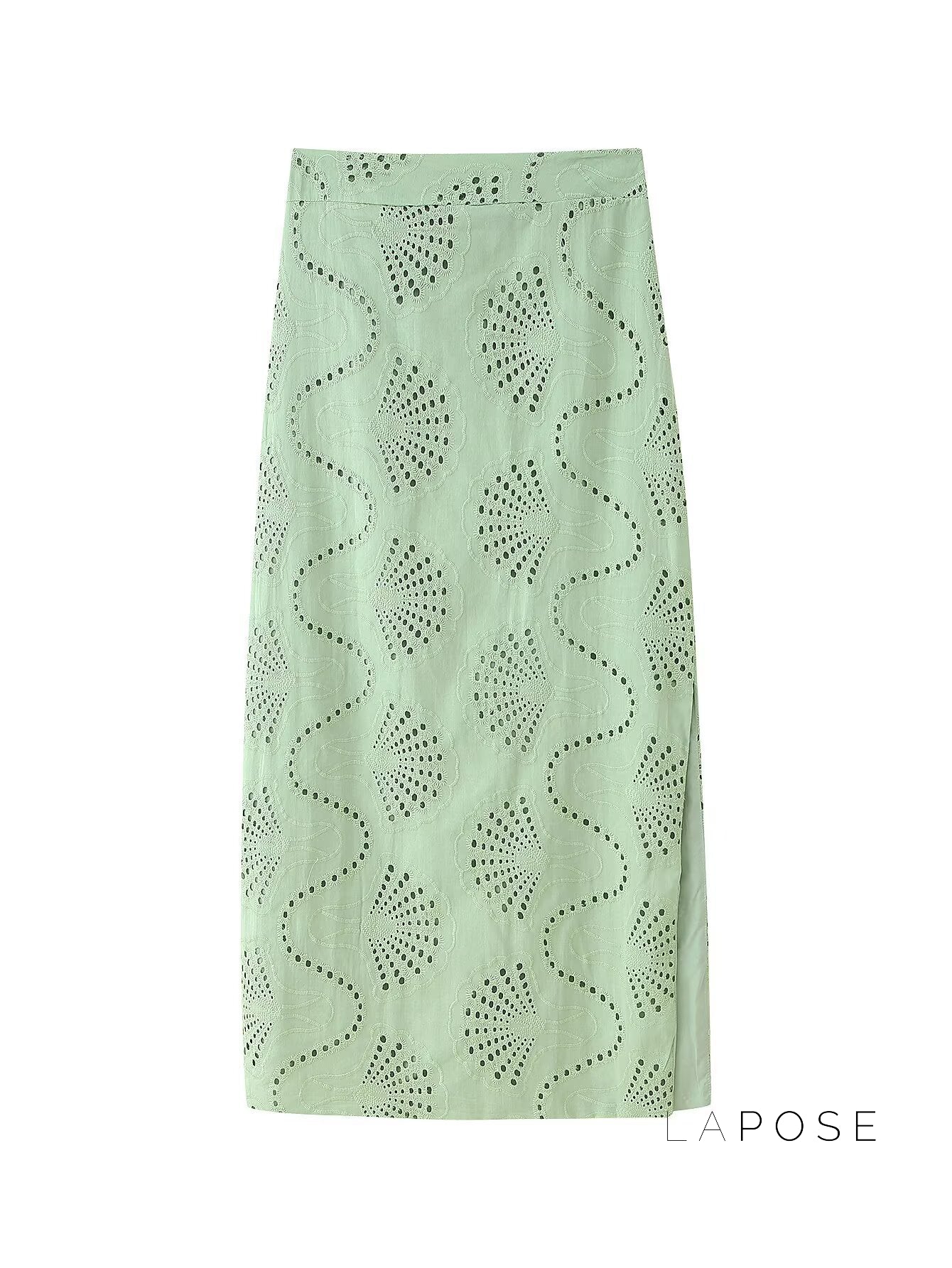 Alaura Green Embroidered Skirt Set