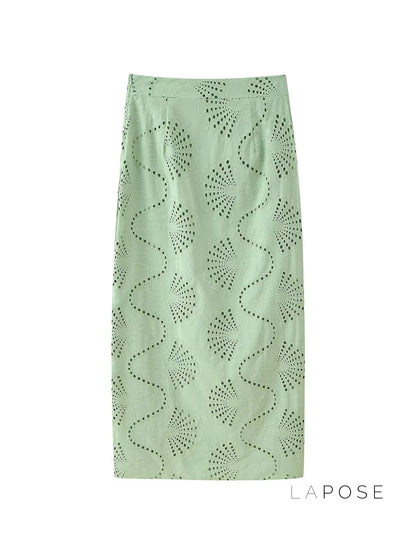Alaura Green Embroidered Skirt Set