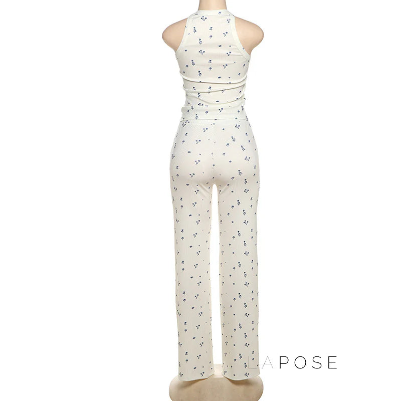 Aleah Ribbed Floral Pant Set