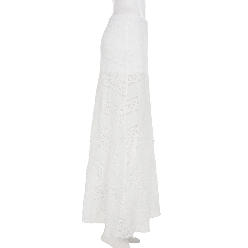 Alianny Eyelet Lace Midi Skirt