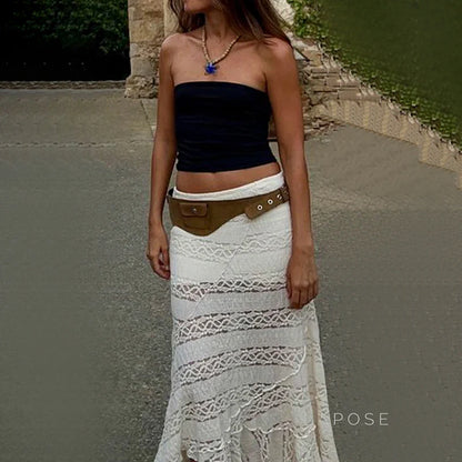 Alianny Eyelet Lace Midi Skirt