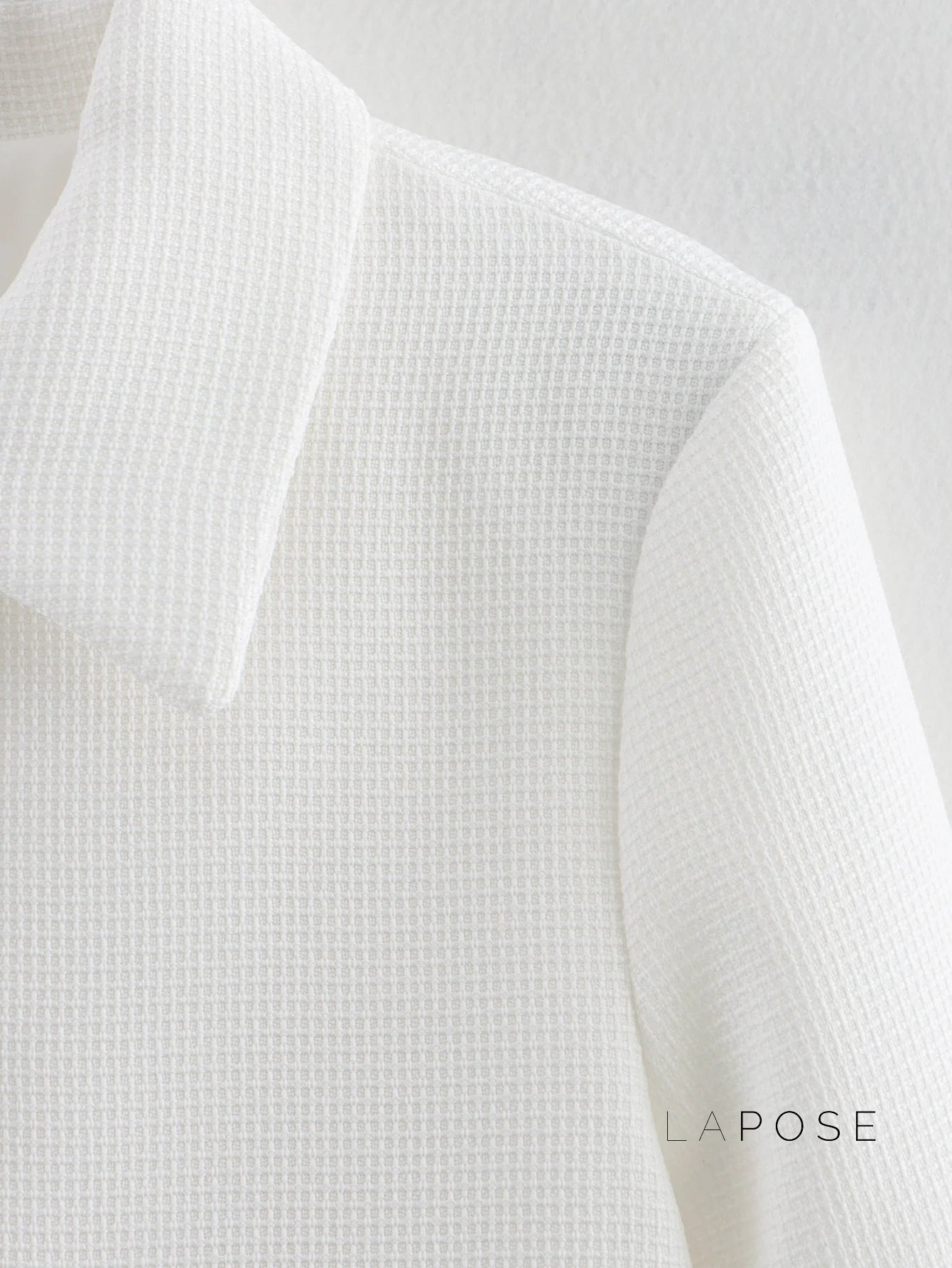 Alicia Textured Buttoned White Jacket