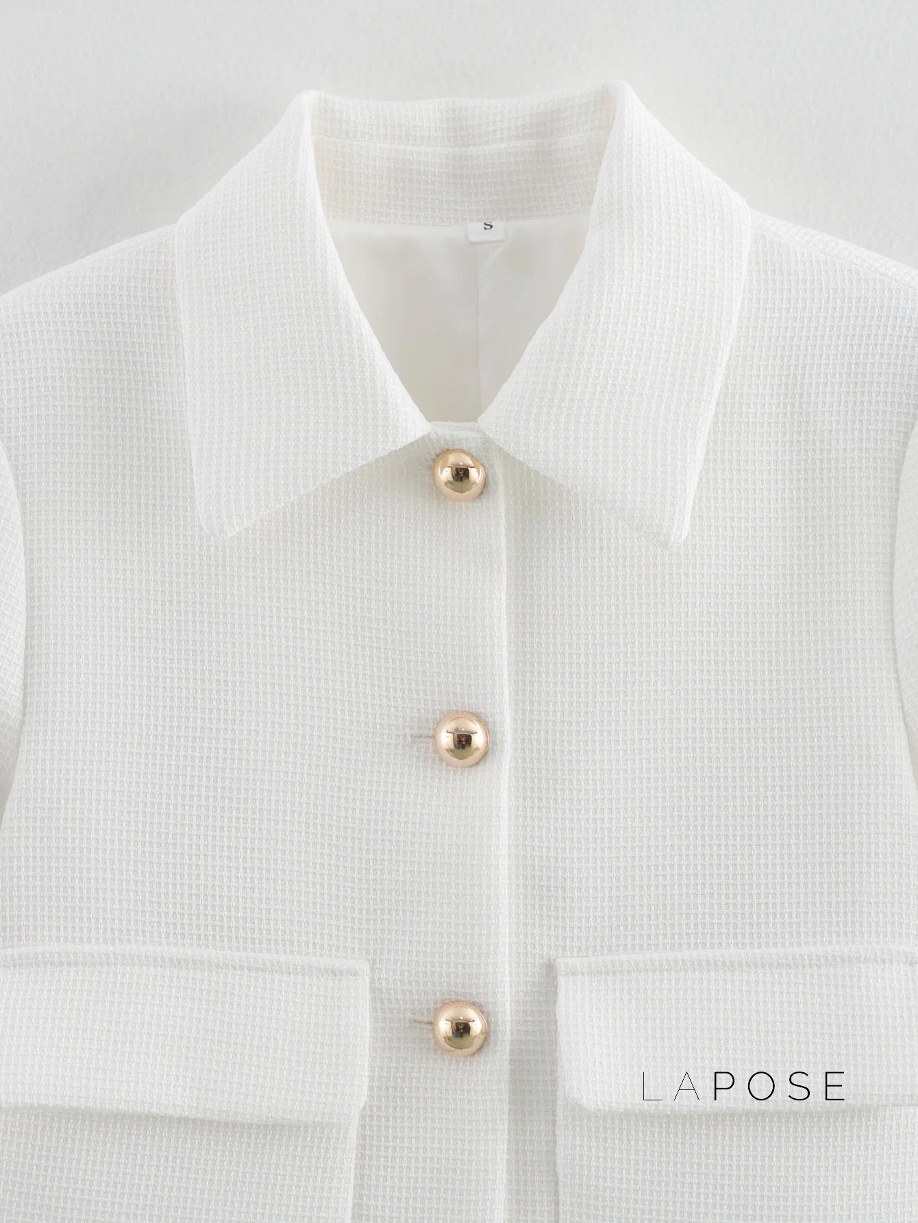 Alicia Textured Buttoned White Jacket