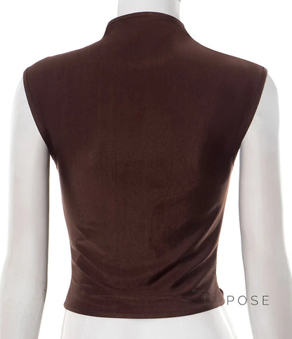 Amauri Pleated Mock Neck Vest