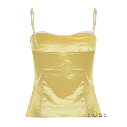 Ameena Pleated Satin Crop Top