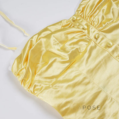 Ameena Pleated Satin Crop Top