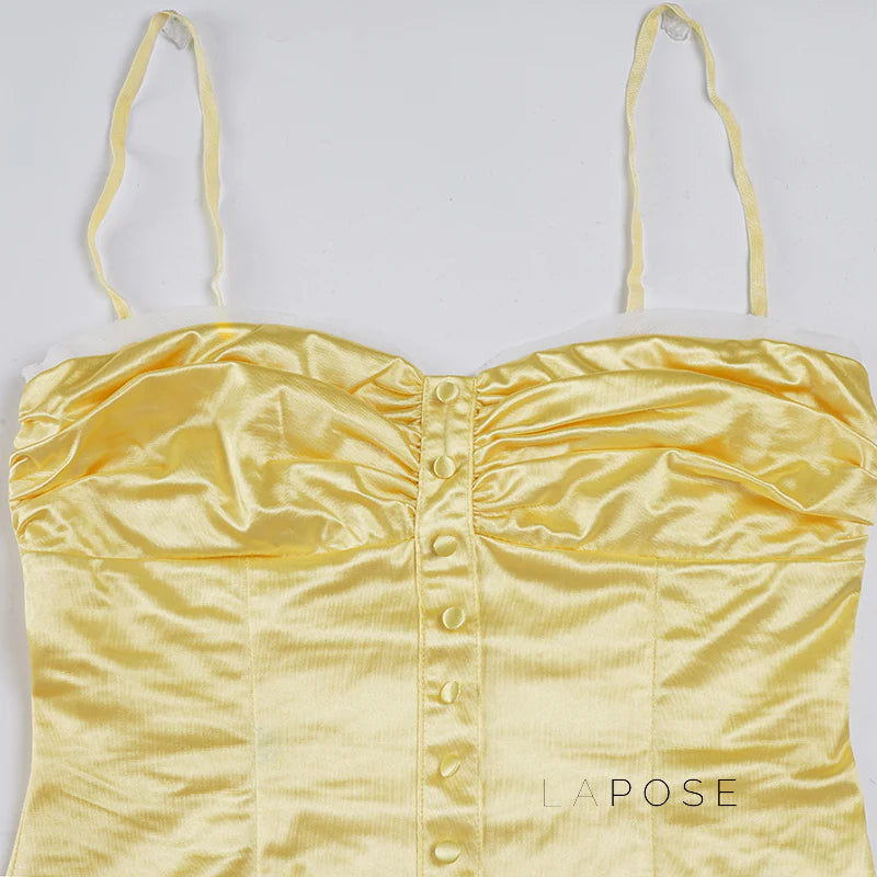 Ameena Pleated Satin Crop Top