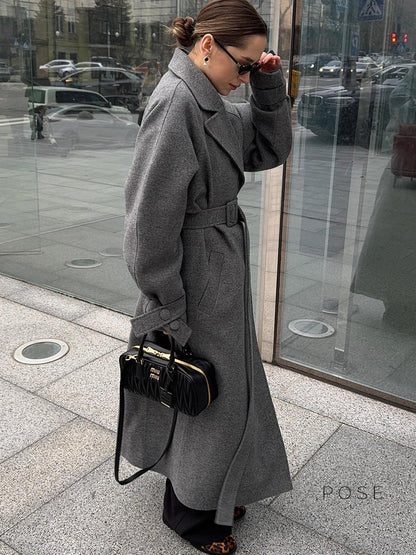 Amen Batwing Belted Wool Coat
