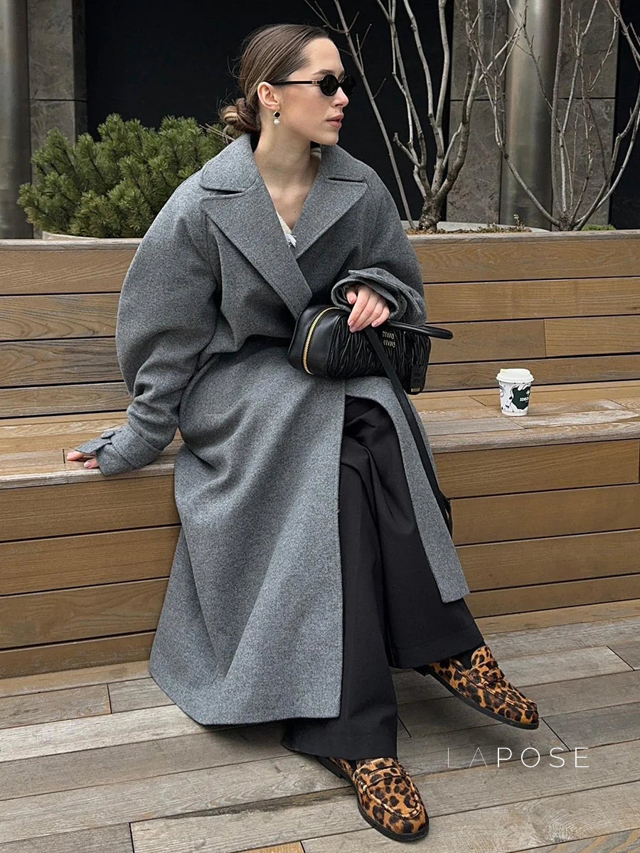 Amen Batwing Belted Wool Coat