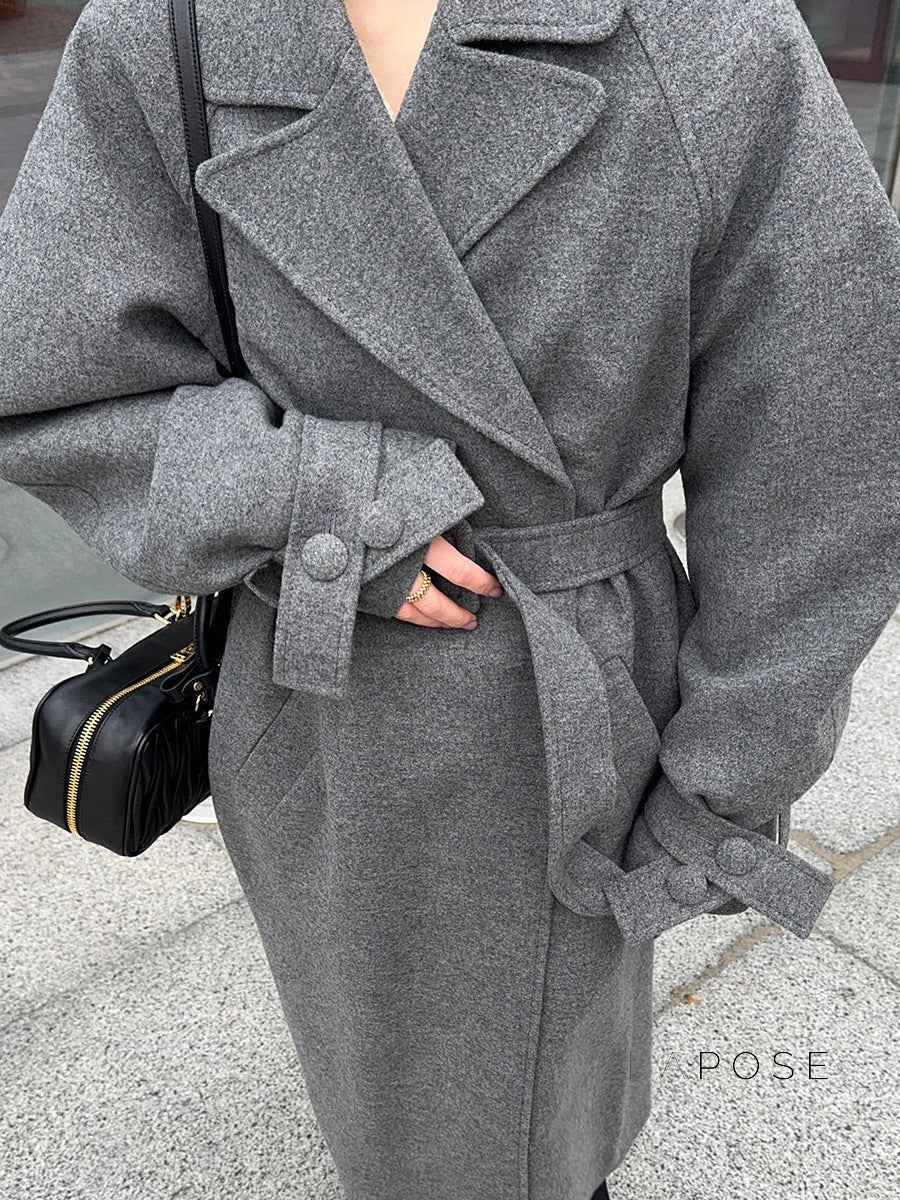 Amen Batwing Belted Wool Coat
