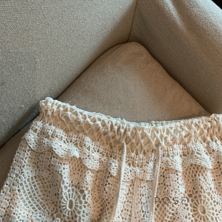 Amya Lace Knit Wide-Leg Pants