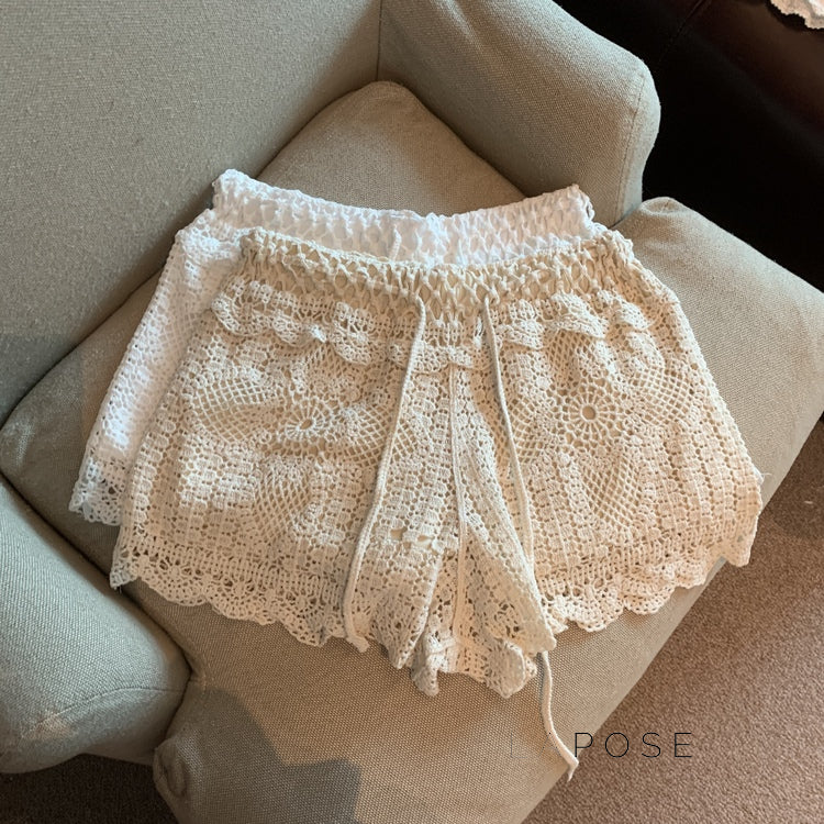 Amya Lace Knit Wide-Leg Pants