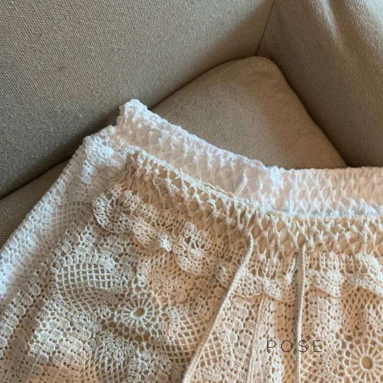 Amya Lace Knit Wide-Leg Pants