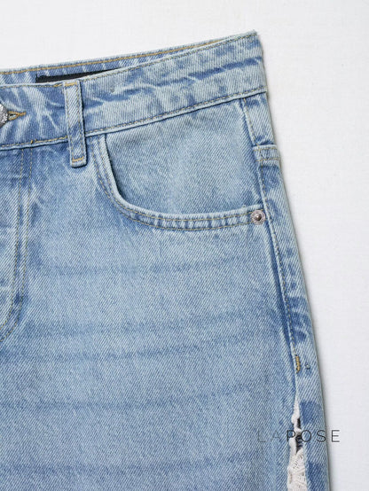 Anaisha Crochet Patch Wide-Leg Jeans