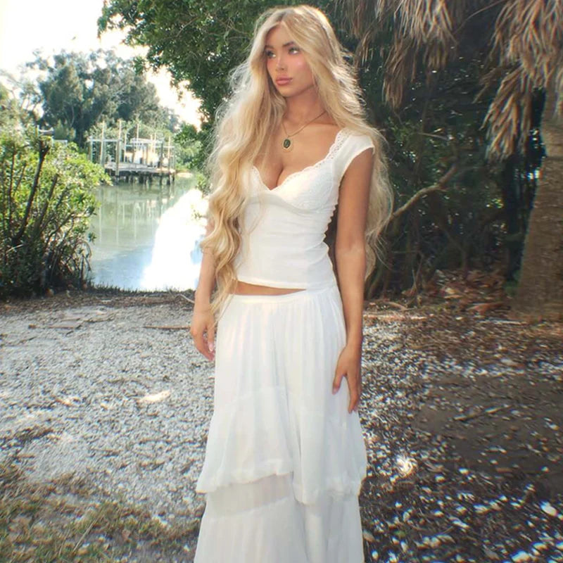 Anaiya Lace Trim V-Neck Top