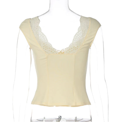 Anaiya Lace Trim V-Neck Top