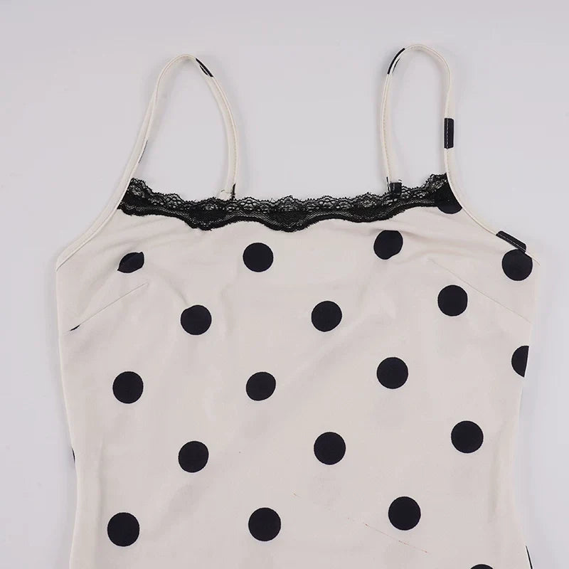 Annemarie Polka Dot Asymmetric Mini Dress