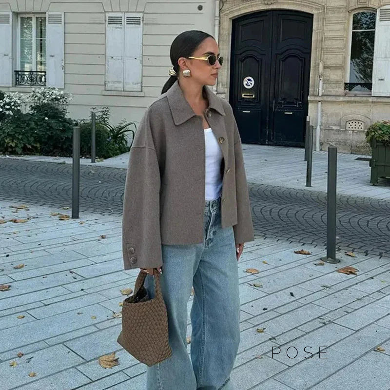 Arina Lapel Button-Up Jacket