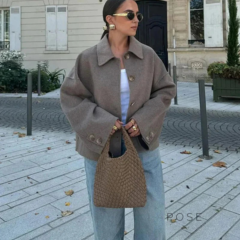 Arina Lapel Button-Up Jacket