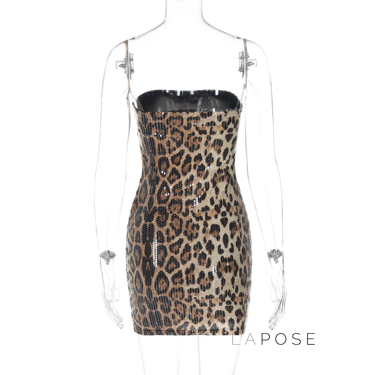 Arleen Strapless Sequin Leopard Mini Dress