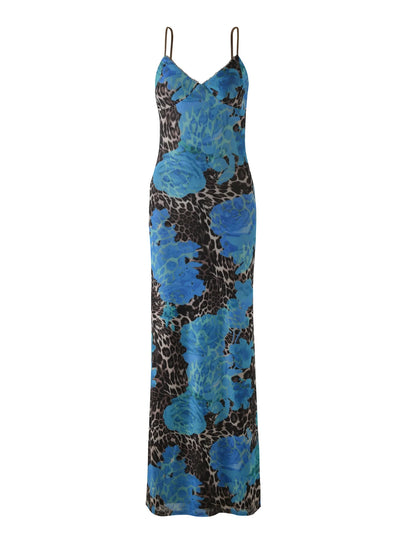 Arlette Radiant Floral Maxi Dress - Blue Leopard