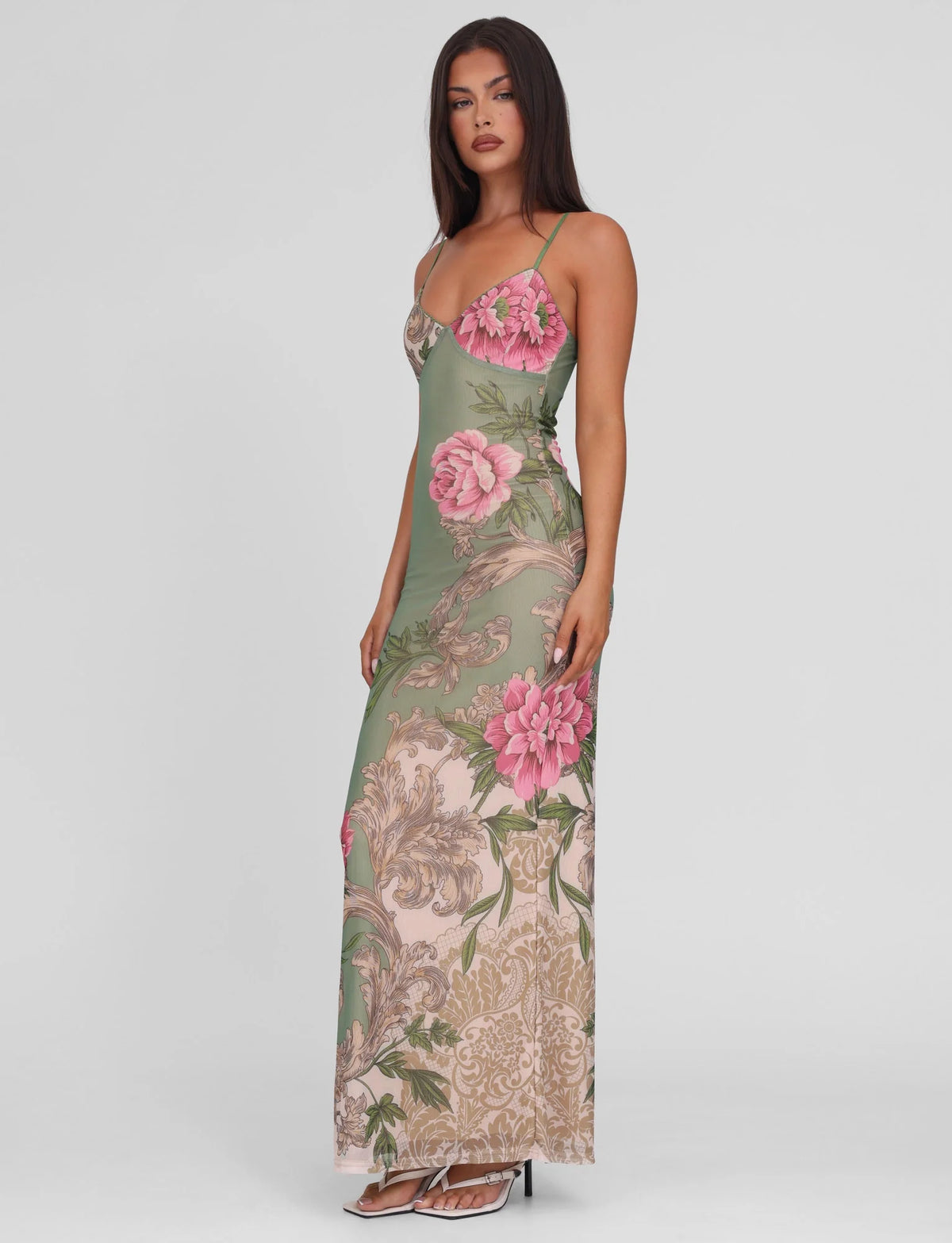 Arlette Radiant Floral Maxi Dress - Green