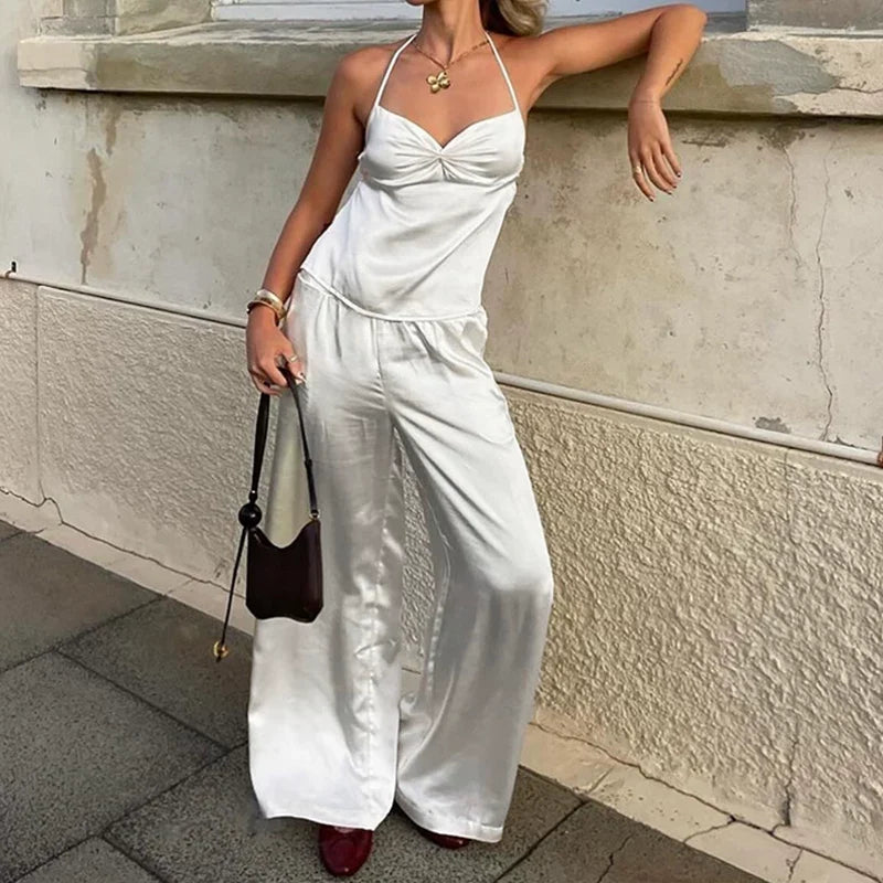 Arsema Satin Ruched Halter Top